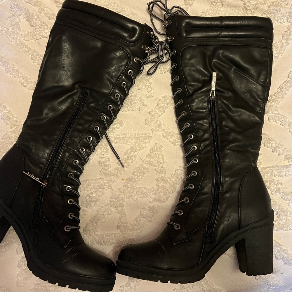 Elegant Black Lace-Up Boots for Women
